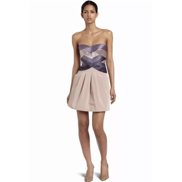 BCBGMAXAZRIA Strapless Dress Women 2 Pink Cocktail Event Night Out Wedding Guest - Picture 1 of 12
